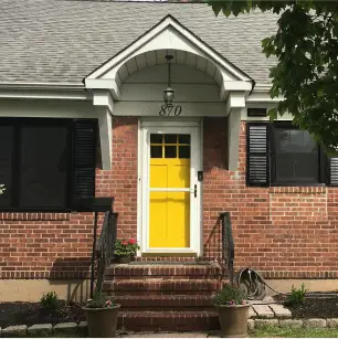 New front entry door installed by Engstrom Siding & Window